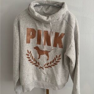 Gray Sweatshirt with Pink Logo